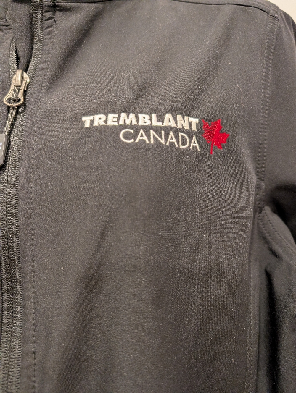 Mont Tremblant Canada Black Softshell Jacket with Red Maple Logo
